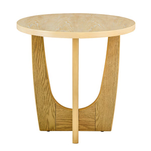 English Elm 25" Mid Century Modern Round End Table - Oak MDF Side Table, Sturdy 130lb Top, Stylish Nightstand W1801P195684