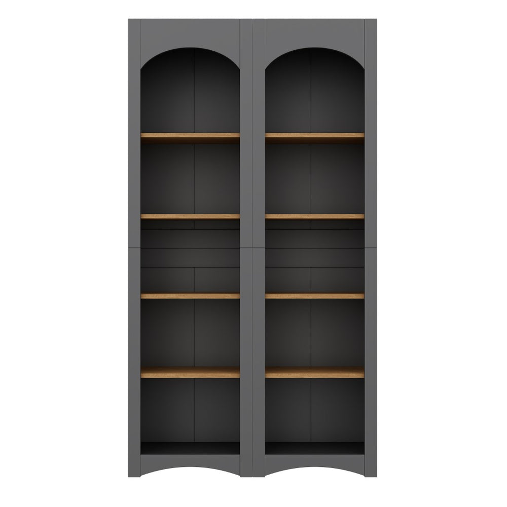 English Elm On-Trend Free Standing 5 Tier Bookshelves Set Of 2, Farmhouse Grey Cabinets With Adjustable Shelves N721P245734E-GIGA