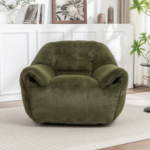 English Elm Bean Bag Chair - Plush Faux Fur Sofa With Back Support, Perfect For Any Room, Adults & Kids - Green W2200P326891