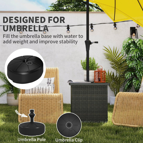 English Elm Outsunny Square Wicker Patio Side Table with Umbrella Hole and Open Storage Shelf W2225P485613