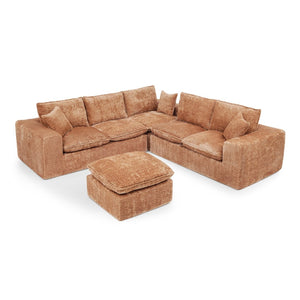 English Elm 107'' Boucle Modular Sectional Sofa Deep Cloud Cushions Reversible Chaise Living Room Orange W1413S00170
