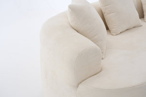 English Elm Crescent-shaped Curved Chenille Loveseat Low Profile Deep Seat Modern Living Room Sofa White W5188P450345