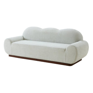 English Elm 88 In. Curved Cloud Sofa Chenille Upholstered 3 Seat Living Room Couch Walnut Legs Light Green N773IS00095G