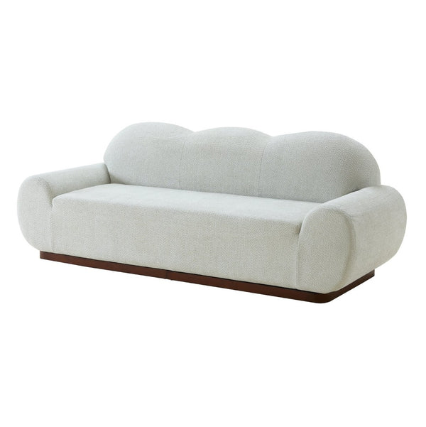 English Elm 88 In. Curved Cloud Sofa Chenille Upholstered 3 Seat Living Room Couch Walnut Legs Light Green N773IS00095G