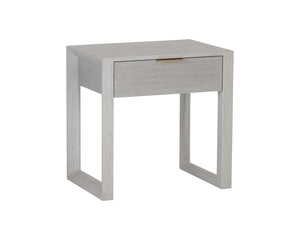 Sunpan Cordoba Nightstand - Rustic Oak Elegance with Grey Finish & Gold Hardware for Timeless Charm