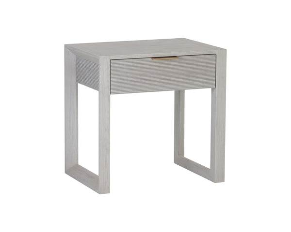 Sunpan Cordoba Nightstand - Rustic Oak Elegance with Grey Finish & Gold Hardware for Timeless Charm