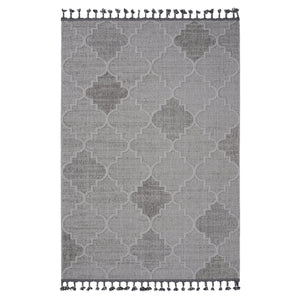 English Elm Guros 8X10 Trellis Area Rug - Durable White & Grey Indoor/Outdoor Design For Modern Spaces B189P183593