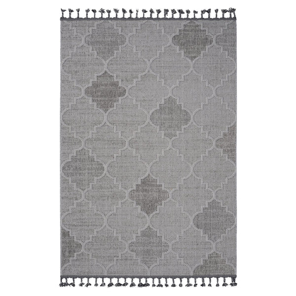 English Elm Guros Trellis Area Rug 4X6 – Stylish White & Grey Design For Indoor/Outdoor Use, Easy Care! B189P183590