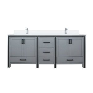 English Elm Dark Grey Double Bath Vanity With Cultured Marble Top, Soft-Close Cabinets & Chrome Faucet Set B2731P260653