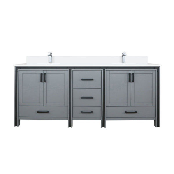 English Elm Dark Grey Double Bath Vanity With Cultured Marble Top, Soft-Close Cabinets & Chrome Faucet Set B2731P260653