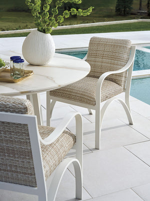 Lexington Arm Dining Chair Woven Ivory Taupe Coastal Modern Arched Frame for Everyday Use 3390-13-01