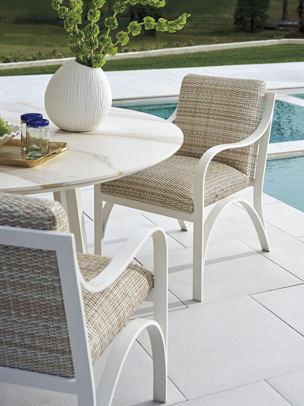 Lexington Arm Dining Chair Woven Ivory Taupe Coastal Modern Arched Frame for Everyday Use 3390-13-01