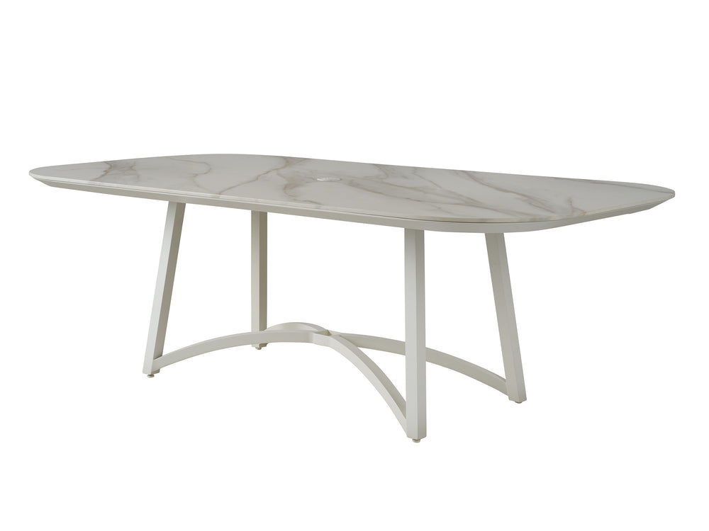 Lexington Rectangular Stone Top Dining Table with Arched Base and Reverse Chamfered Edge Detail 3390-876C