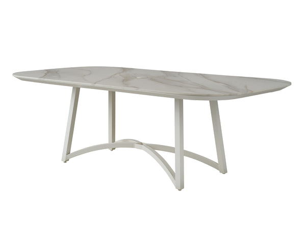 Lexington Rectangular Stone Top Dining Table with Arched Base and Reverse Chamfered Edge Detail 3390-876C
