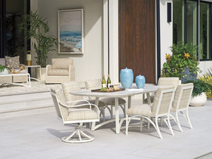 Rectangular Stone Top Dining Table with Arched Base and Reverse Chamfered Edge Detail