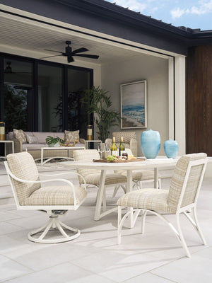 Rectangular Stone Top Dining Table with Arched Base and Reverse Chamfered Edge Detail