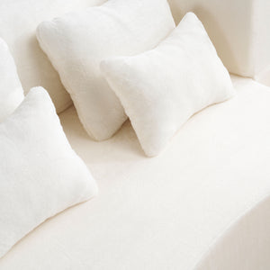 English Elm Queen Plush Floor Sofa Futon with 4 Pillows — Modern Foam Folding Couch Mattress for Living Room Guest Bedroom White W3612P336073