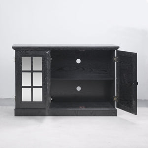 English Elm 45" Mirrored Acrylic Door Sideboard Mdf Buffet Cabinet with Adjustable Shelves Black W2899P372750