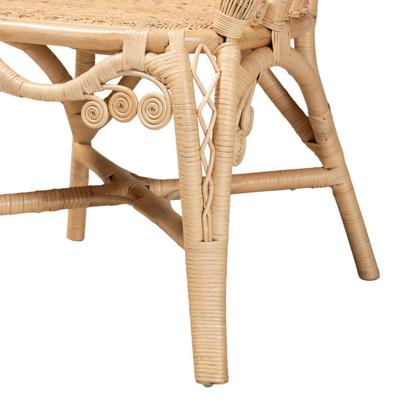 English Elm Modern Natural Rattan Accent Chair Woven Openwork Frame for Bohemian Living Spaces B2750P420382