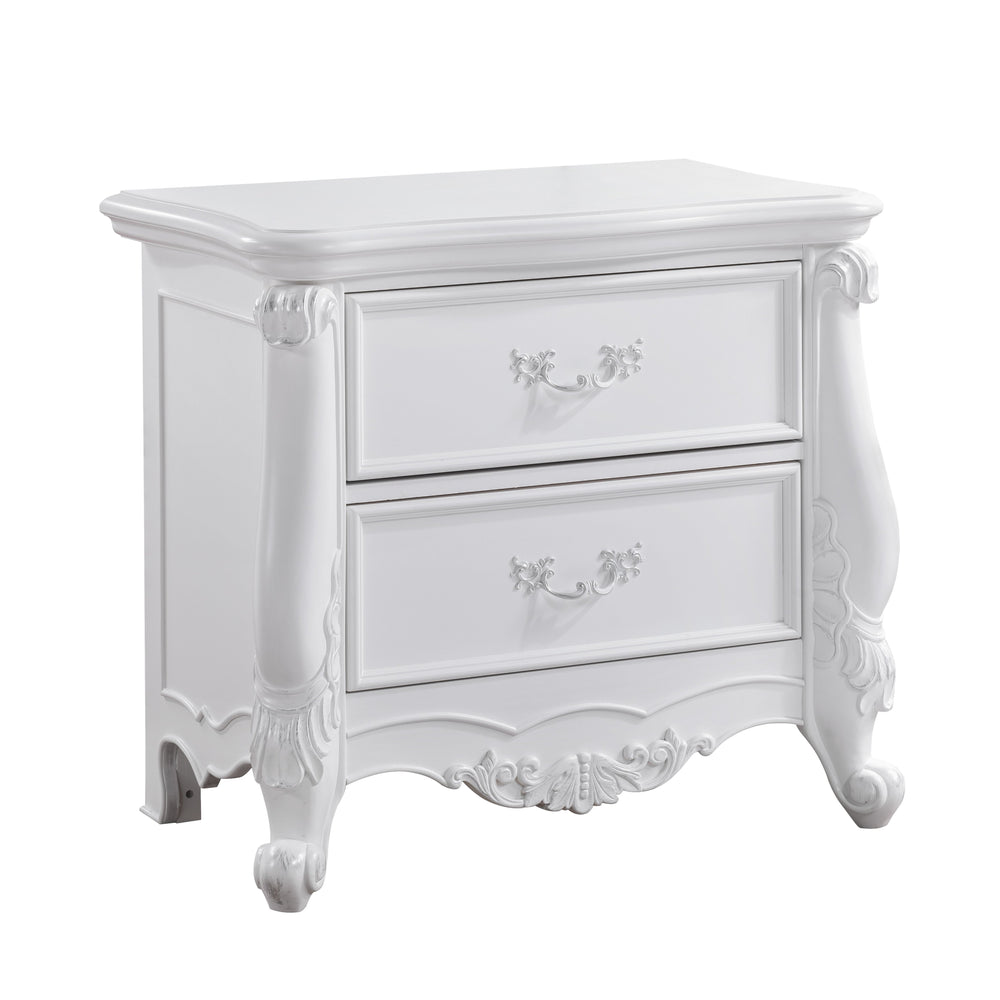 English Elm Latisha White Finish Nightstand with Smooth Poly-Lined Drawer, Durable Hardwood & Sleek Veneer Design B2726P247630