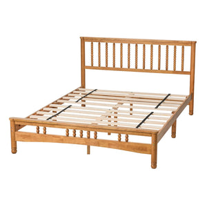 English Elm Queen Solid Wood Platform Bed Clean Lined Headboard No Box Spring Needed W1917P170227