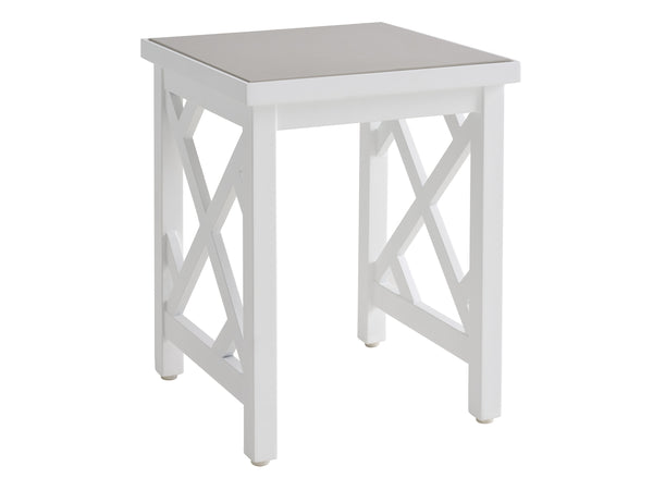 Lexington Accent Table Outdoor Chippendale Aluminum Frame with Quartz Top Fretwork Detail 3392-952