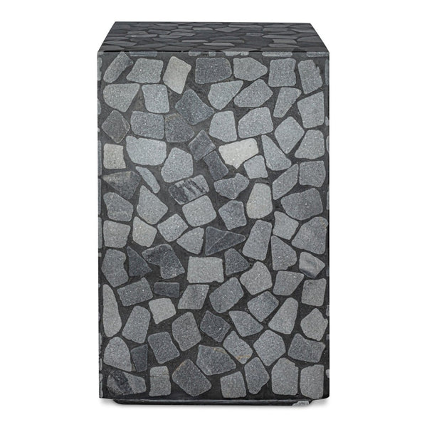 English Elm Kiri Outdoor Accent Table Handcrafted Concrete Marble Plinth for Patio or Terrace B2769P498426