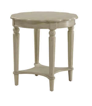 English Elm Antique White End Table With Open Bottom Shelf - French Country Style, Distressed Finish & Mobility B062P189204