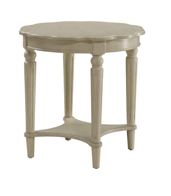 English Elm Antique White End Table With Open Bottom Shelf - French Country Style, Distressed Finish & Mobility B062P189204