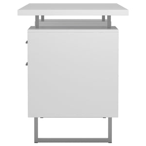 English Elm Jensen White High Gloss Two-Drawer Computer Desk with Metal Legs, Durable Storage for Legal & Letter Files B062P331105