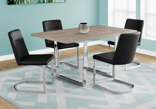 English Elm Dining Table, 60" Rectangular Taupe Laminate With Chrome Legs – Modern Versatile Centerpiece For Any Space B2710P286991