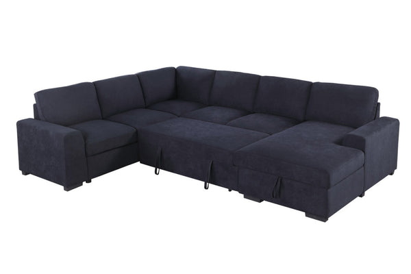 English Elm Claire Sleeper Sectional with Storage Chaise Woven Fabric Contemporary Living Room Sofa B2749S00245