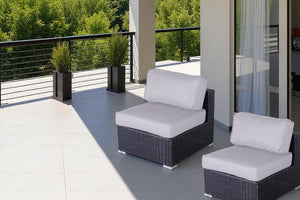 English Elm Minnesota Armless Outdoor Chairs Set - Modern Black Wicker With Plush Cushions For Stylish Comfort B120P233810