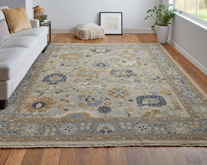 Feizy Rugs Corbitt Classic Hand Knotted Wool Oriental Rug – Elegant Persian Design For Timeless Living Spaces Blue,Brown,Gray Wool Cor0612fblubrne50