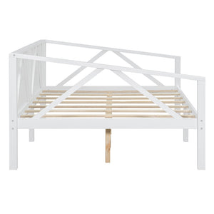 English Elm Twin Daybed Frame Solid Pine Sofa Bed for Guest Room Studio or Teen Bedroom White N708P266726K