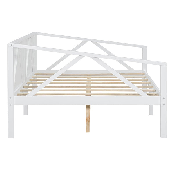English Elm Twin Daybed Frame Solid Pine Sofa Bed for Guest Room Studio or Teen Bedroom White N708P266726K