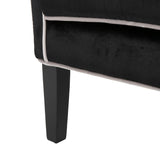 Christopher Knight Home® - Noble House - Eddison Traditional Black Velvet Two Toned Club Chair with Pearl Accent Pipping