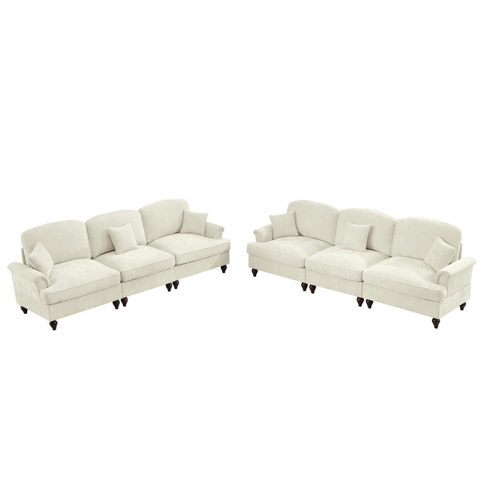 English Elm Classic 2 Piece Modular Couch Set: Elegant Chenille Sofa & Loveseat With Dual-Style Ruffle Skirts W3041S00237
