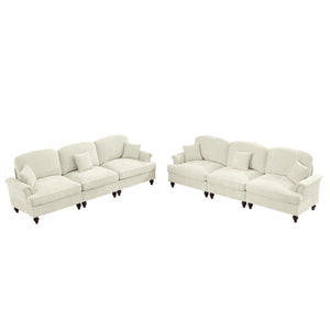 English Elm Classic 2 Piece Modular Couch Set: Elegant Chenille Sofa & Loveseat With Dual-Style Ruffle Skirts W3041S00237