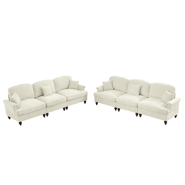 English Elm Classic 2 Piece Modular Couch Set: Elegant Chenille Sofa & Loveseat With Dual-Style Ruffle Skirts W3041S00237