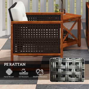 English Elm Outsunny 3-Piece Patio Bistro Set With Cushions - Stylish Pe Rattan Furniture For Cozy Outdoor Spaces W2225P217673-GIGA