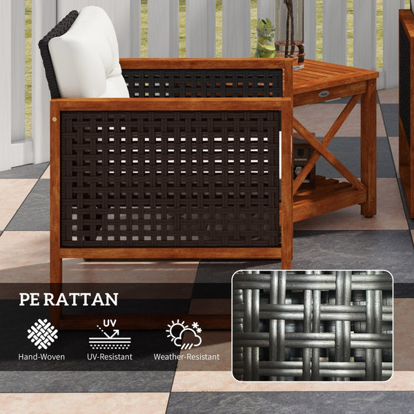 English Elm Outsunny 3-Piece Patio Bistro Set With Cushions - Stylish Pe Rattan Furniture For Cozy Outdoor Spaces W2225P217673-GIGA