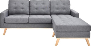 English Elm 1pc Mid-century Modern Linen-like Sectional with Tufted Back and Reversible Chaise B011P203039