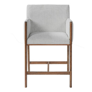 English Elm 24'' Upholstered Counter Stools with Arms Beige Set of 2 for Kitchen Island Walnut N780P354193D
