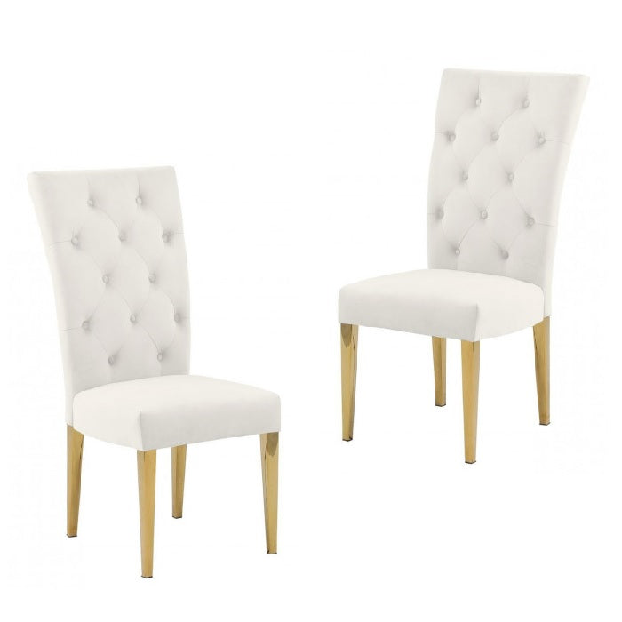 English Elm Modern Velvet Dining Chair Set Of 2 – Plush Tufted Comfort With Gold Finish Legs For Glam Spaces B011P353127