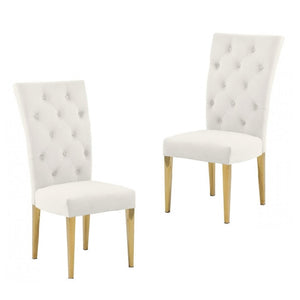 English Elm Modern Velvet Dining Chair Set Of 2 – Plush Tufted Comfort With Gold Finish Legs For Glam Spaces B011P353127