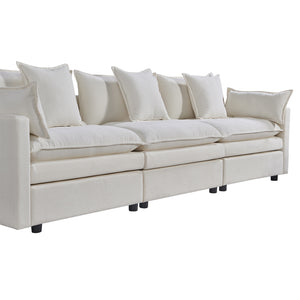 English Elm 108.66"Modern Chenille L-Shaped Sectional Sofa with Convertible Chaise, Solid Wood Frame, Plush Foam Comfort and Ottoman Set for Spacious Living Room White W1036S00057