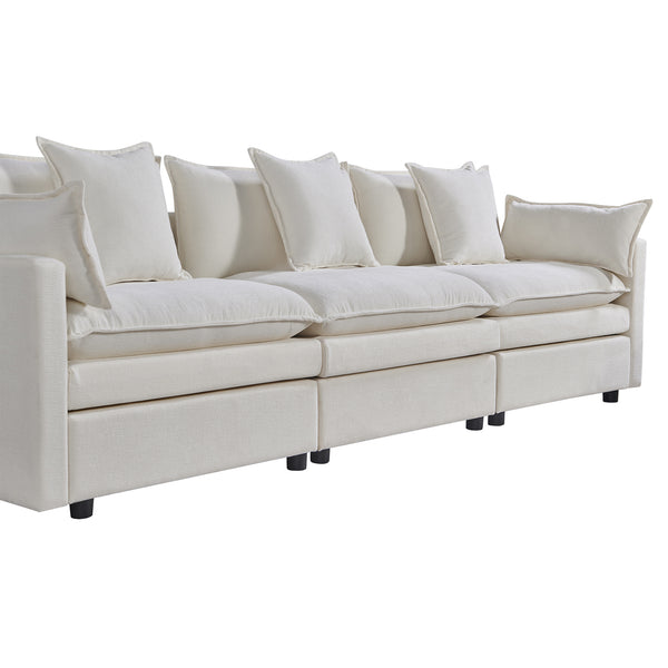 English Elm 108.66"Modern Chenille L-Shaped Sectional Sofa with Convertible Chaise, Solid Wood Frame, Plush Foam Comfort and Ottoman Set for Spacious Living Room White W1036S00057