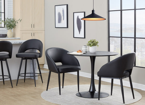 English Elm Fixed-height Metal Frame Barstools with Upholstered Seats and Geometric Footrest Set of 2 Black B202S01943