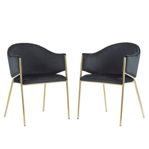 English Elm Christopher Knight Home® - Modern Velvet Upholstered Dining Chair with Plush Velvet Seat and Sleek Metallic Frame for Comfort Black,Gold 32.25 L x 23.75 W x 21.25 H N776P224512B